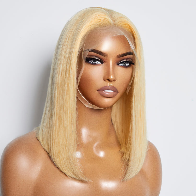 Tedhair 10-14 Inch Pre-Plucked 13"x4" #613 Straight Bob Lace Frontal Wig 150% Density