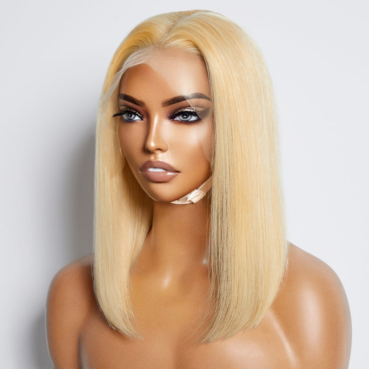 Tedhair 10-14 Inch Pre-Plucked 13"x4" #613 Straight Bob Lace Frontal Wig 150% Density