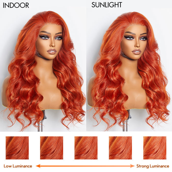 Tedhair 24 Inches 13"x4" Body Wavy Wear & Go Glueless #Orange Lace Frontal Wig-100% Human Hair