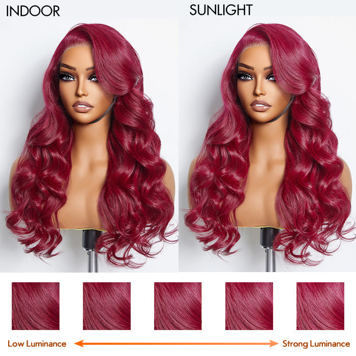 Tedhair 24 Inches 5"x5" Body Wavy Wear & Go Glueless #99j Lace Closure Wig-100% Human Hair