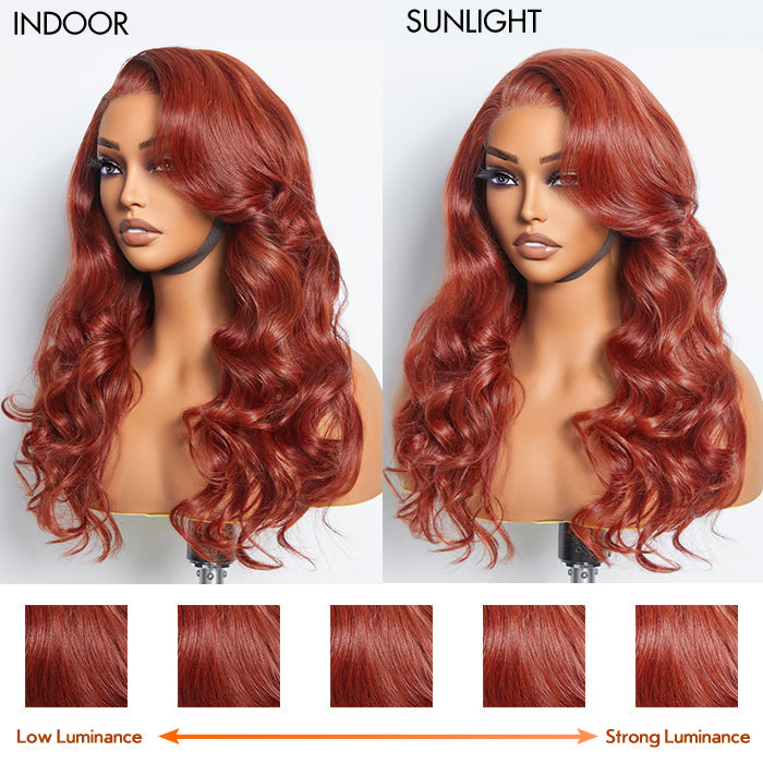 Tedhair 24 Inches 5"x5" Body Wavy Wear & Go Glueless #Redbrown Lace Closure Wig-100% Human Hair