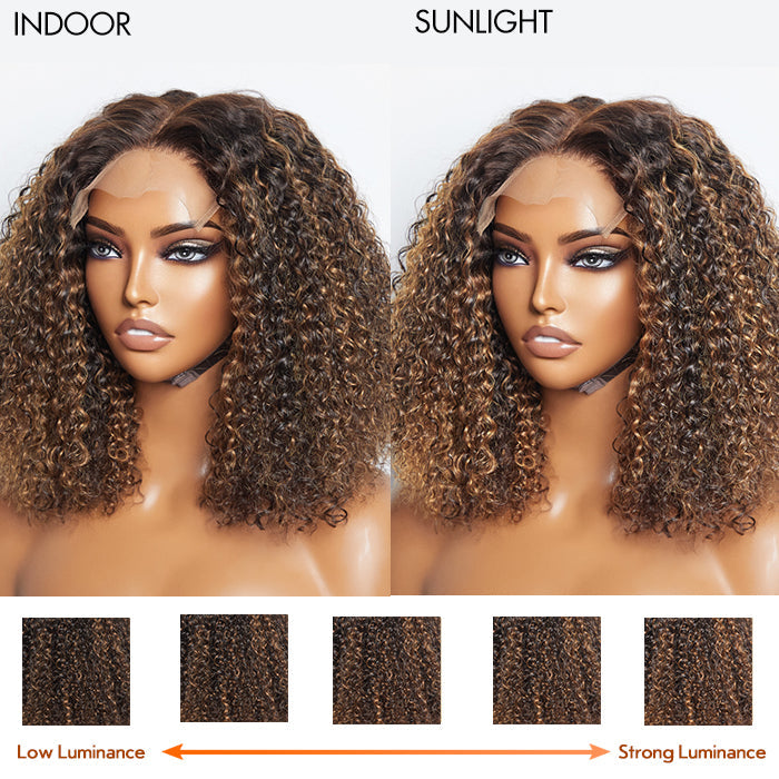 TedHair 14 inch 5"x5" Closure Lace Wig Kinky Curly Brazilian Human Virgin Hair 150% Density