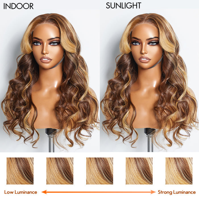 Tedhair 24 Inches 5"x5" Body Wavy Wear & Go Glueless #4/27 Lace Closure Wig-100% Human Hair