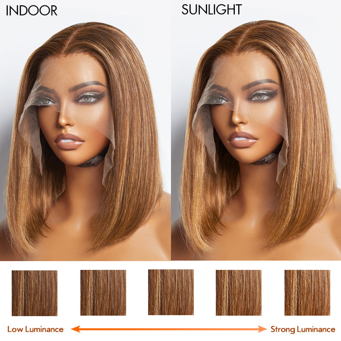 TedHair 12 Inches 13"x4" #P4/27 Straight Bob Lace Frontal Wig-100% Human Hair