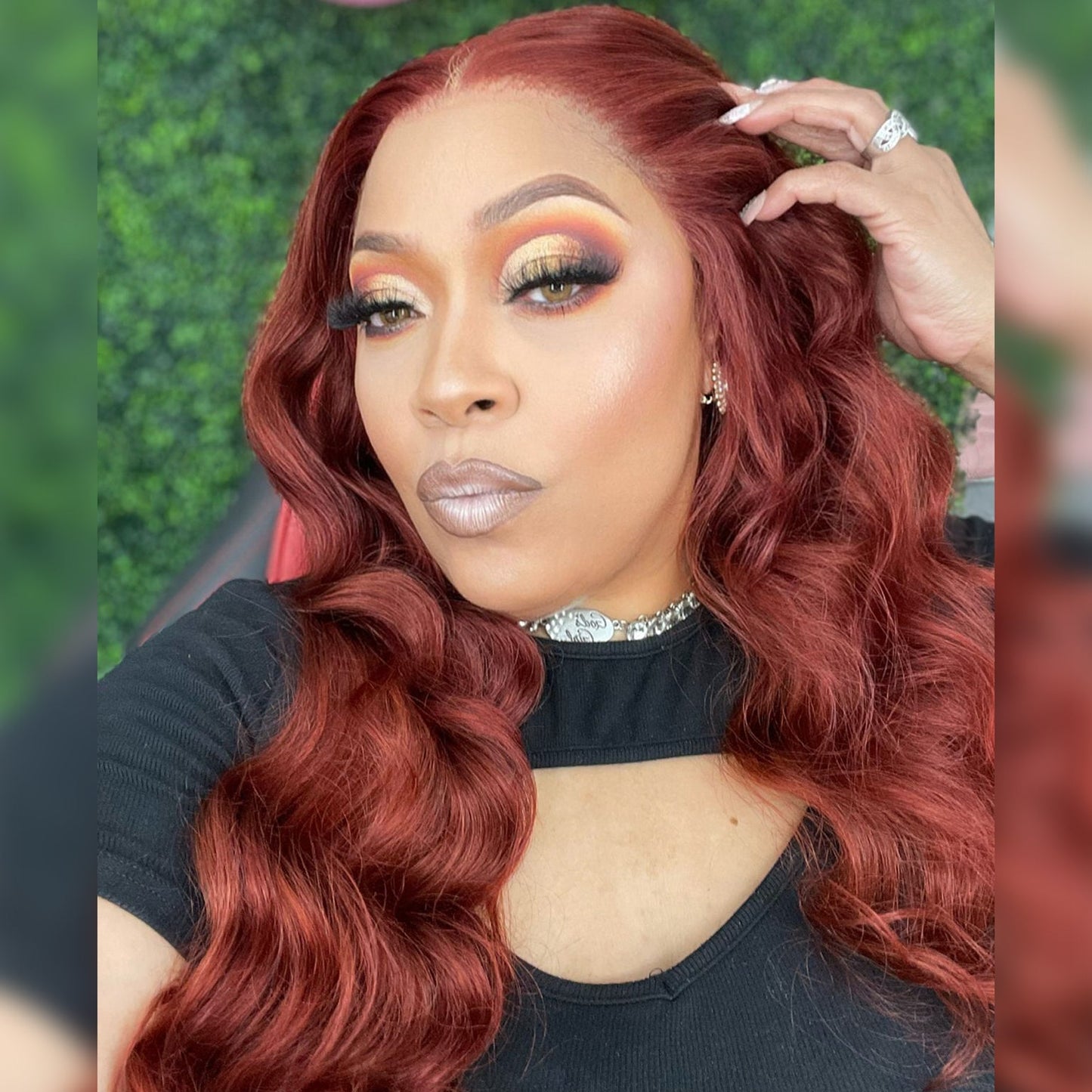 Tedhair 24 Inches 13"x4" Body Wavy Wear & Go Glueless #Redbrown Lace Frontal Wig-100% Human Hair