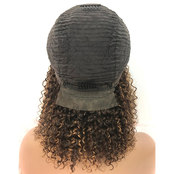 TedHair 14 inch 5"x5" Closure Lace Wig Kinky Curly Brazilian Human Virgin Hair 150% Density