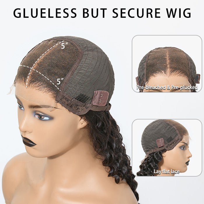 TedHair 18-26inch #1B Deep Wavy 5x5 HD Front Lace Wig 180% Density