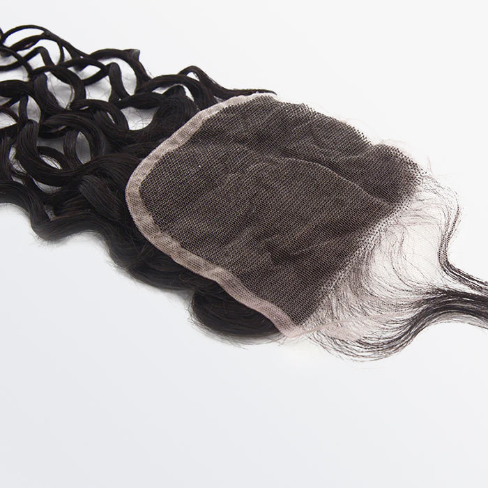 TedHair 14-20 Inch 4" x 4" Italy Curly Free Parted Lace Closure #1B Natural Black