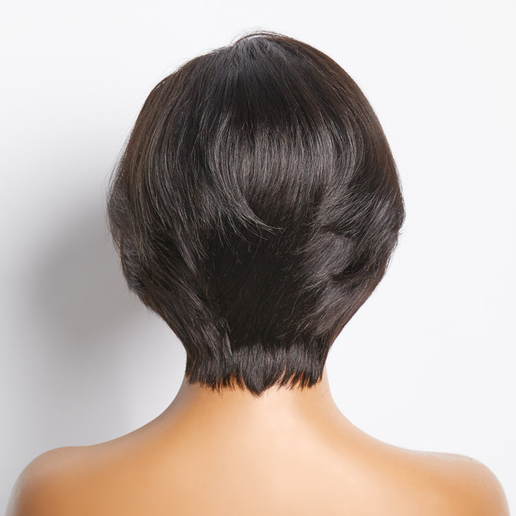 TedHair 8 Inches 4"x4" Natural Black Straight Bob Side Part Lace Closure Wig-100% Human Hair