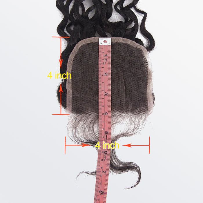 TedHair 14-20 Inch 4" x 4" Italy Curly Free Parted Lace Closure #1B Natural Black