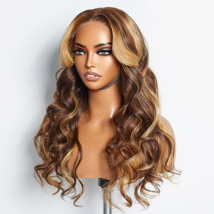 Tedhair 24 Inches 5"x5" Body Wavy Wear & Go Glueless #4/27 Lace Closure Wig-100% Human Hair