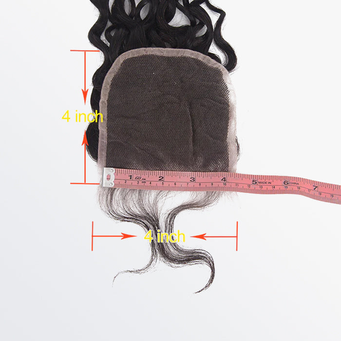 TedHair 14-20 Inch 4" x 4" Italy Curly Free Parted Lace Closure #1B Natural Black