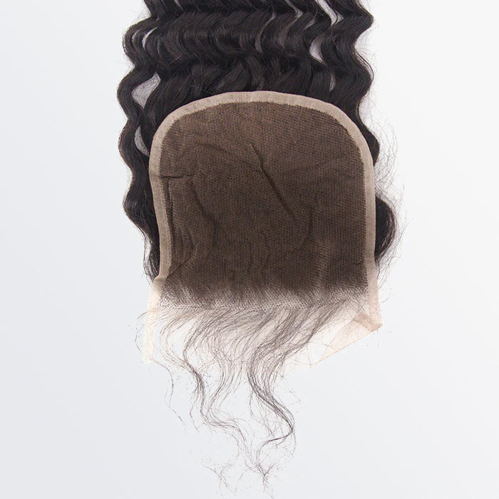 TedHair 14-20 Inch 5" x 5" Deep Wavy Free Parted Lace Closure #1B Natural Black