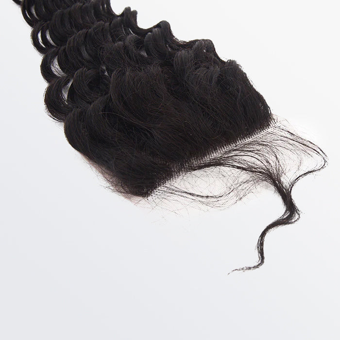 TedHair 12-20 Inch 4" x 4" Deep Wavy Free Parted Lace Closure #1B Natural Black