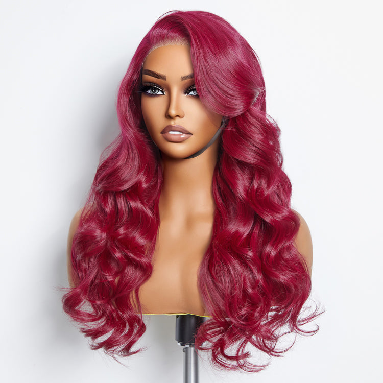 Tedhair 24 Inches 5"x5" Body Wavy Wear & Go Glueless #99j Lace Closure Wig-100% Human Hair