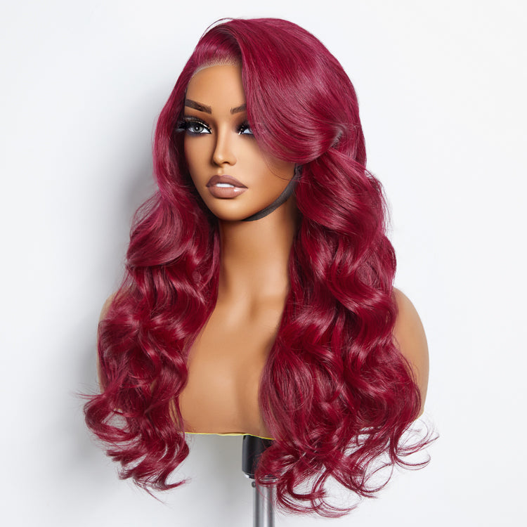 Tedhair 24 Inches 5"x5" Body Wavy Wear & Go Glueless #99j Lace Closure Wig-100% Human Hair
