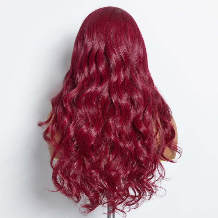 Tedhair 24 Inches 5"x5" Body Wavy Wear & Go Glueless #99j Lace Closure Wig-100% Human Hair