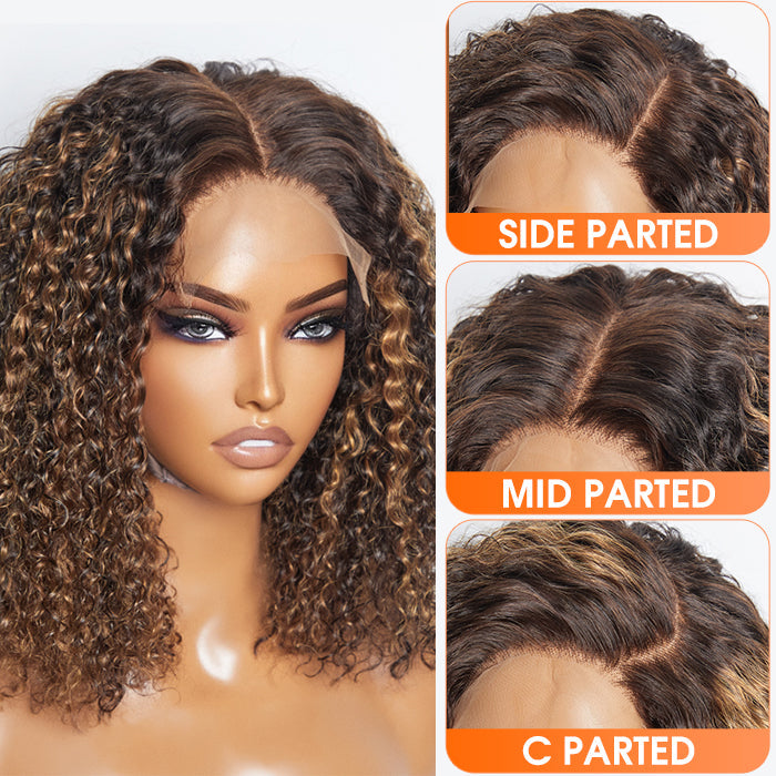 TedHair 14 inch 5"x5" Closure Lace Wig Kinky Curly Brazilian Human Virgin Hair 150% Density