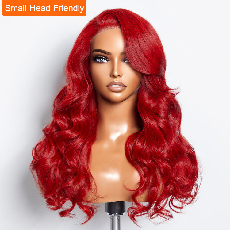 Tedhair 24 Inches 5"x5" Body Wavy Wear & Go Glueless #Red Lace Closure Wig-100% Human Hair