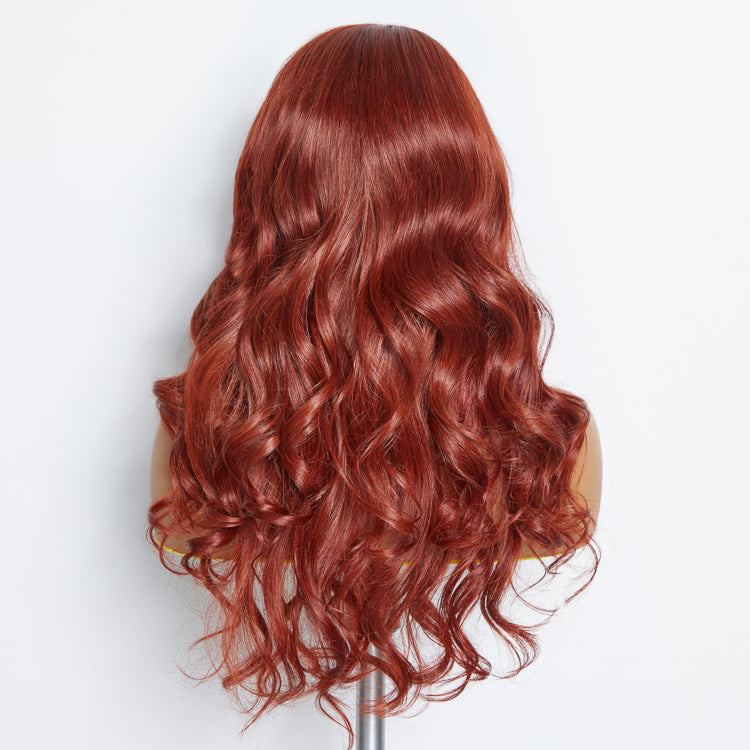 Tedhair 24 Inches 5"x5" Body Wavy Wear & Go Glueless #Redbrown Lace Closure Wig-100% Human Hair