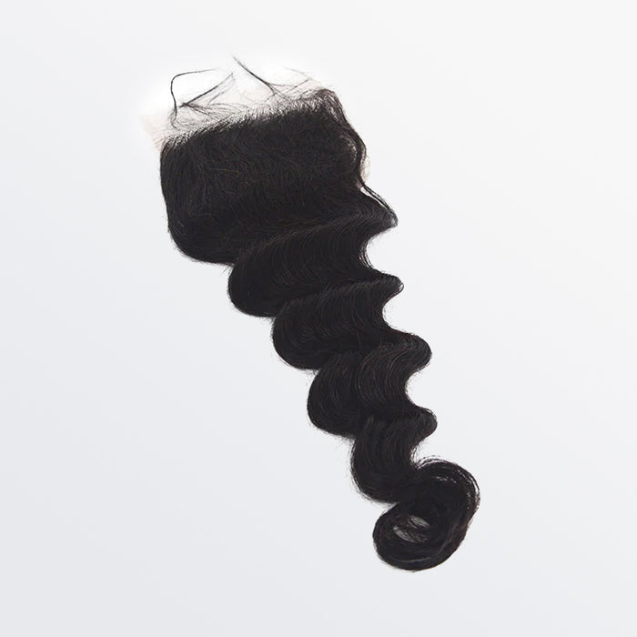 TedHair 12-20 Inch 4" x 4" Ocean Wavy Free Parted Lace Closure #1B Natural Black