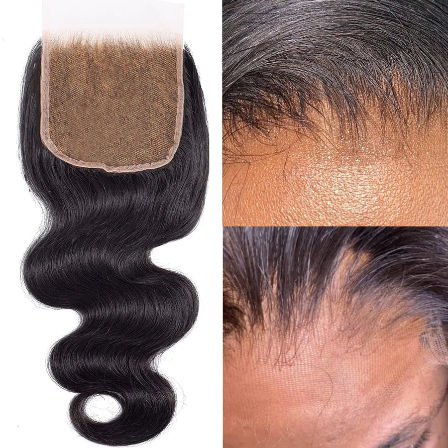TedHair 14-20 Inch 4" x 4" Loose Wavy Free Parted Lace Closure #1B Natural Black