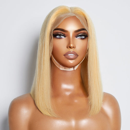 Tedhair 10-14 Inch Pre-Plucked 13"x4" #613 Straight Bob Lace Frontal Wig 150% Density
