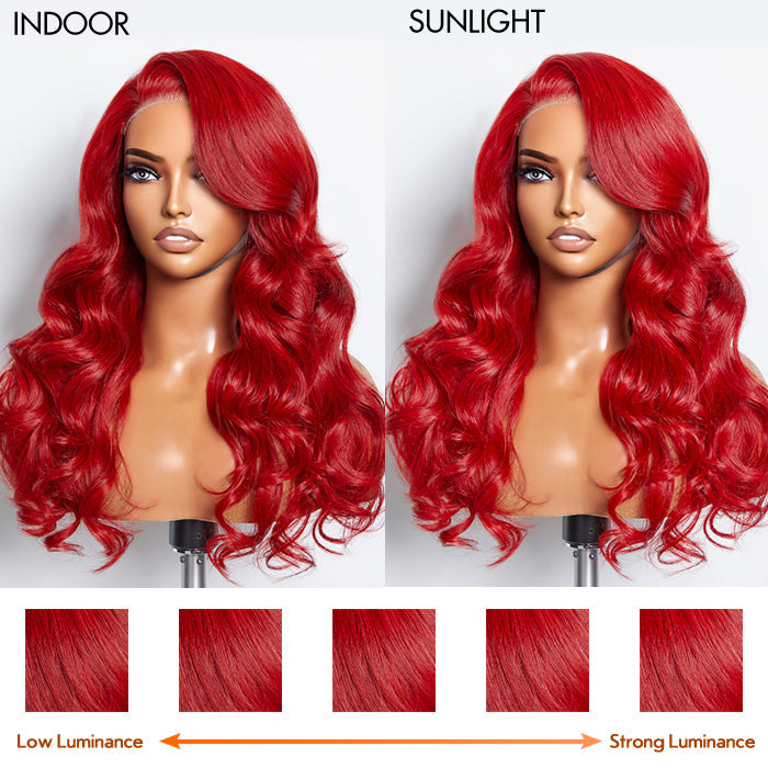 Tedhair 24 Inches 5"x5" Body Wavy Wear & Go Glueless #Red Lace Closure Wig-100% Human Hair