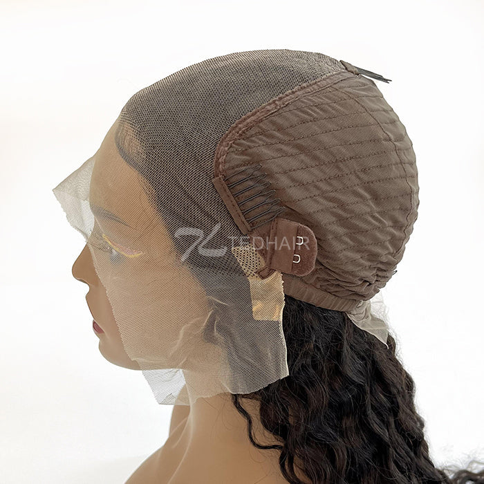 TedHair 13x6 Glueless 3D Cap Pre-bleached Water Wave Transparent Lace Front Wig 150% Density