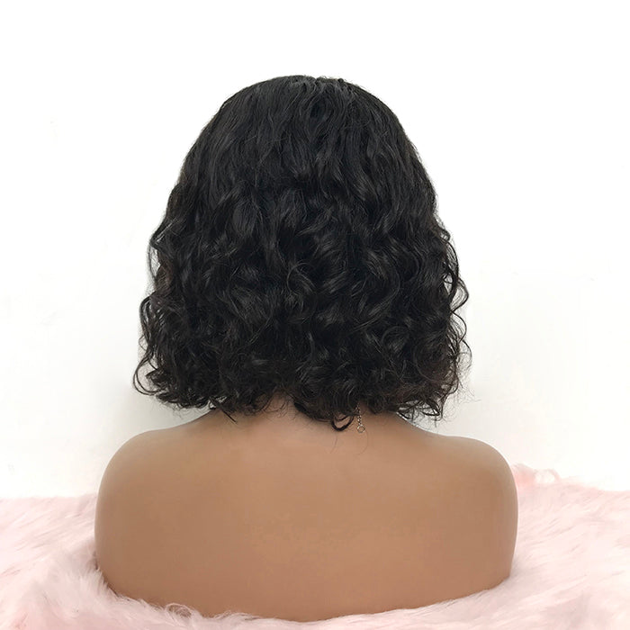 TedHair 14 inches Curly Bob 13"x4" Frontal Lace Wig Invisible Knots Brazilian Human Virgin Hair 150% Density