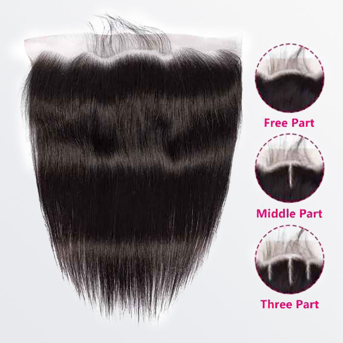 TedHair 14-20 Inch 13" x 6" HD Straight Free Parted Frontal #1B Natural Black
