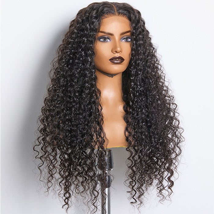 TedHair 18-26inch #1B Deep Wavy 5x5 HD Front Lace Wig 180% Density