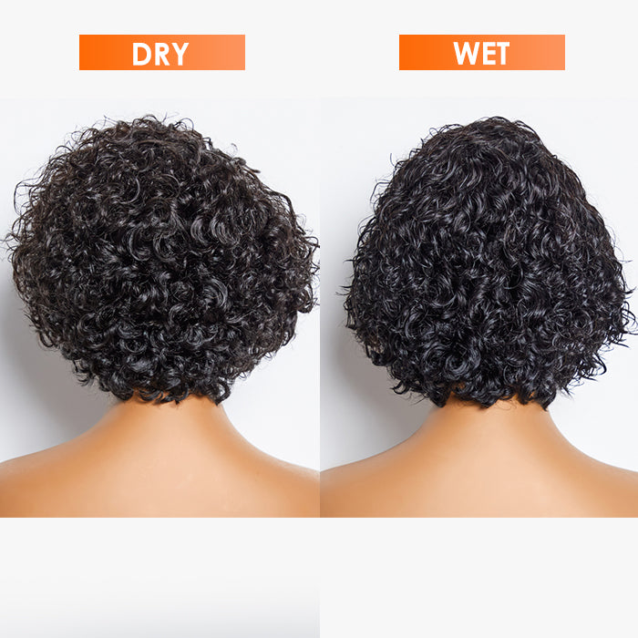 TedHair 8 inch Short Curly Pixie Cut 13"x4" Frontal Lace Wig Pre-Bleached Knots Brazilian Human Virgin Hair 150% Density