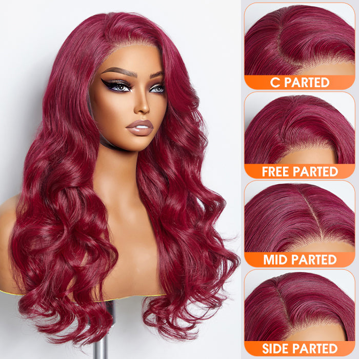 Tedhair 24 Inches 5"x5"  Body Wavy Wear & Go Glueless #99j Lace Closure Wig-100% Human Hair