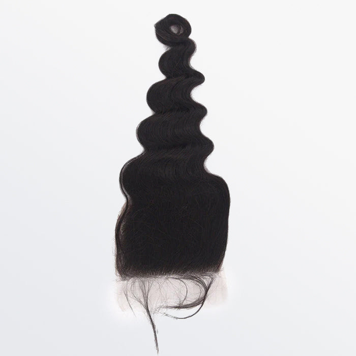 TedHair 12-20 Inch 4" x 4" Ocean Wavy Free Parted Lace Closure #1B Natural Black