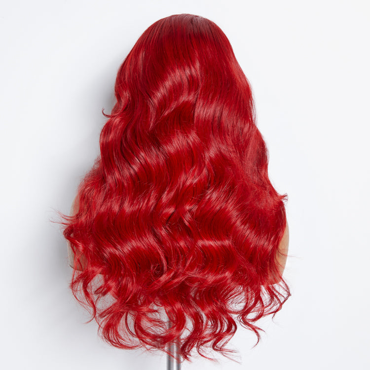 Tedhair 24 Inches 5"x5" Body Wavy Wear & Go Glueless #Red Lace Closure Wig-100% Human Hair