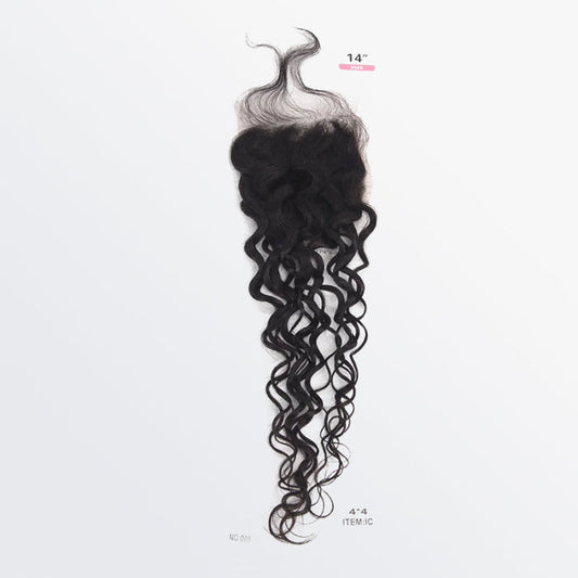 TedHair 14-20 Inch 4" x 4" Italy Curly Free Parted Lace Closure #1B Natural Black