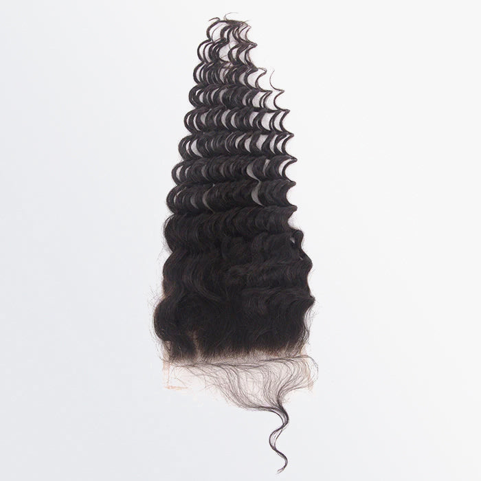 TedHair 14-20 Inch 5" x 5" Deep Wavy Free Parted Lace Closure #1B Natural Black