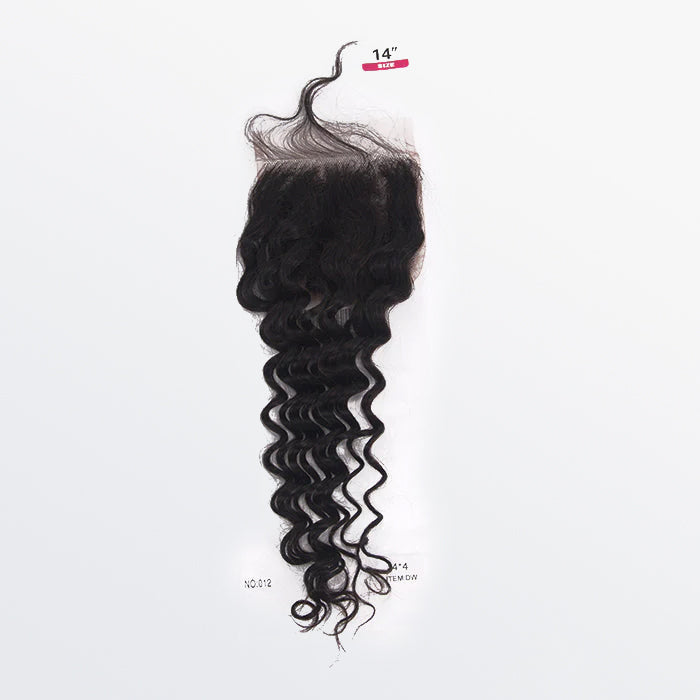 TedHair 12-20 Inch 4" x 4" Deep Wavy Free Parted Lace Closure #1B Natural Black