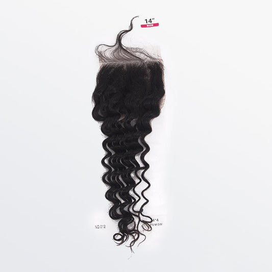 TedHair 12-20 Inch 4" x 4" Deep Wavy Free Parted Lace Closure #1B Natural Black