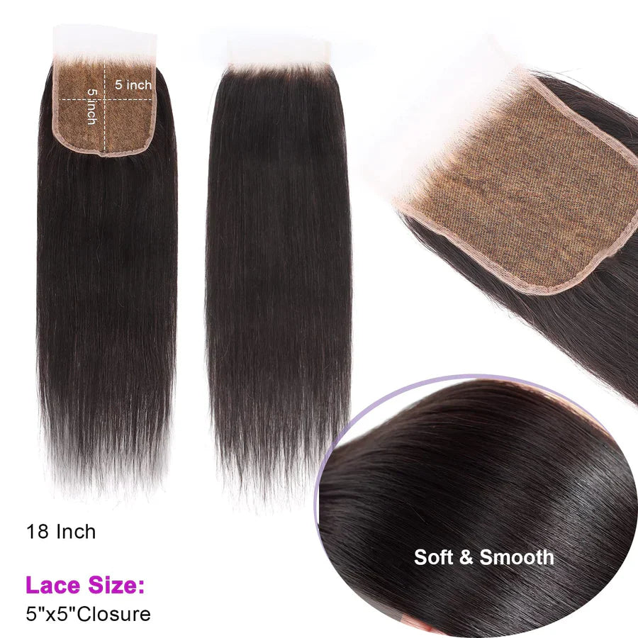 TedHair 14-20 Inch 5" x 5" HD Body Wave Free Parted Lace Closure #1B Natural Black