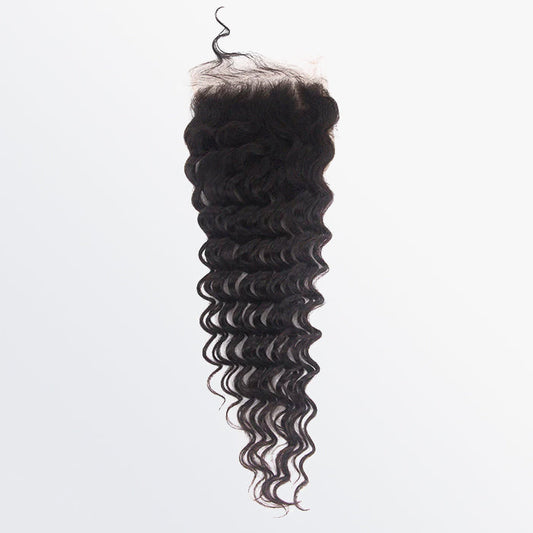 TedHair 14-20 Inch 5" x 5" Deep Wavy Free Parted Lace Closure #1B Natural Black